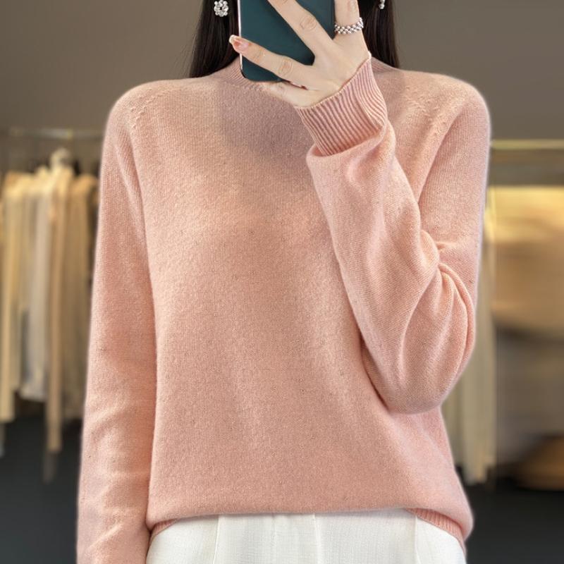 Golden Bean Half Turtleneck Cardigan for Women In Autumn and Winter Trendy Versatile Cashmere Knitted Base Blouse Skin-friendly Warm Top