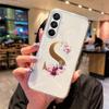 Transparent Phone Case Flowers Golden Rose Letters For Samsung Galaxy A55 A15 A25 A35 A07 A17 A06 A37 A57 Silicone Clear Cover