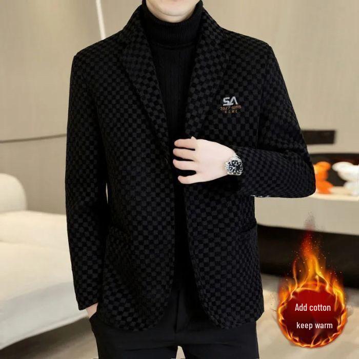 Men's High-End Autumn Winter Stand-Up Collar Jacket, Casual Plus Size, Suitable for Middle-Aged and Youth.