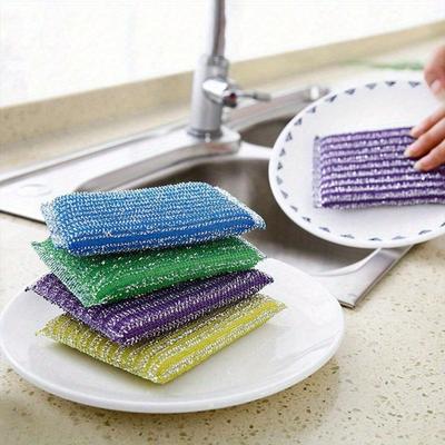 Kitchen Cleaning Sponge, Stainless Steel Wire Scrubber Cleaning Cloth, Double-Sided Cleaning Sponge Pad for Cleaning Utensils