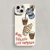 Cartoon hand-painted coffee croissant for Apple 16Plus new 17 mobile phone case iPhone15/14/13