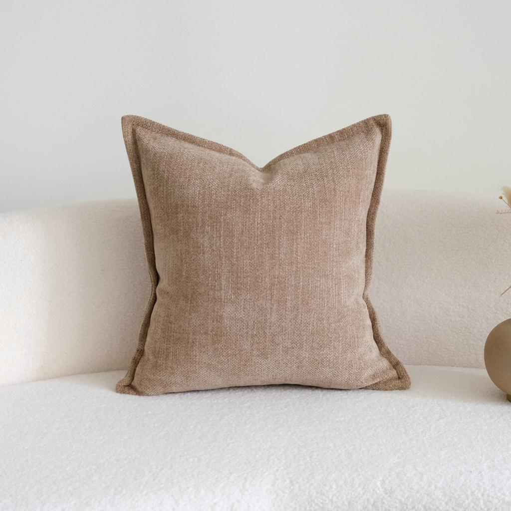 Chenille Throw Pillow Covers Textured Geometric & Solid Cushion Cases Boho Farmhouse Pillowcase for Living Room Couch Decor