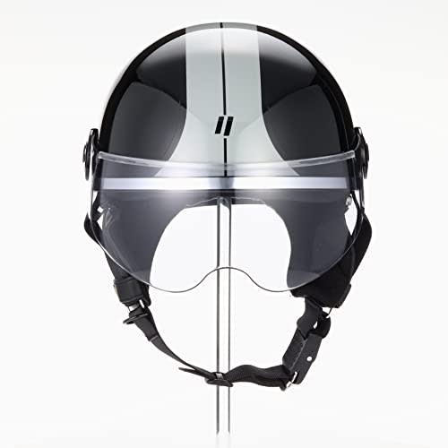 LEAD Motorcycle Half Helmet O-ONE Black/Silver - Free (Less than 57-60cm)