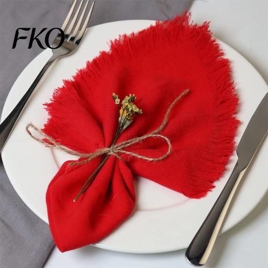 Natural Feel Napkins Boho Linen Napkin, 18 Inch Washable Fringed Fabric Rustic Farmhouse Style Napkin for Dining Table Home Wedding Bridal Shower Soft