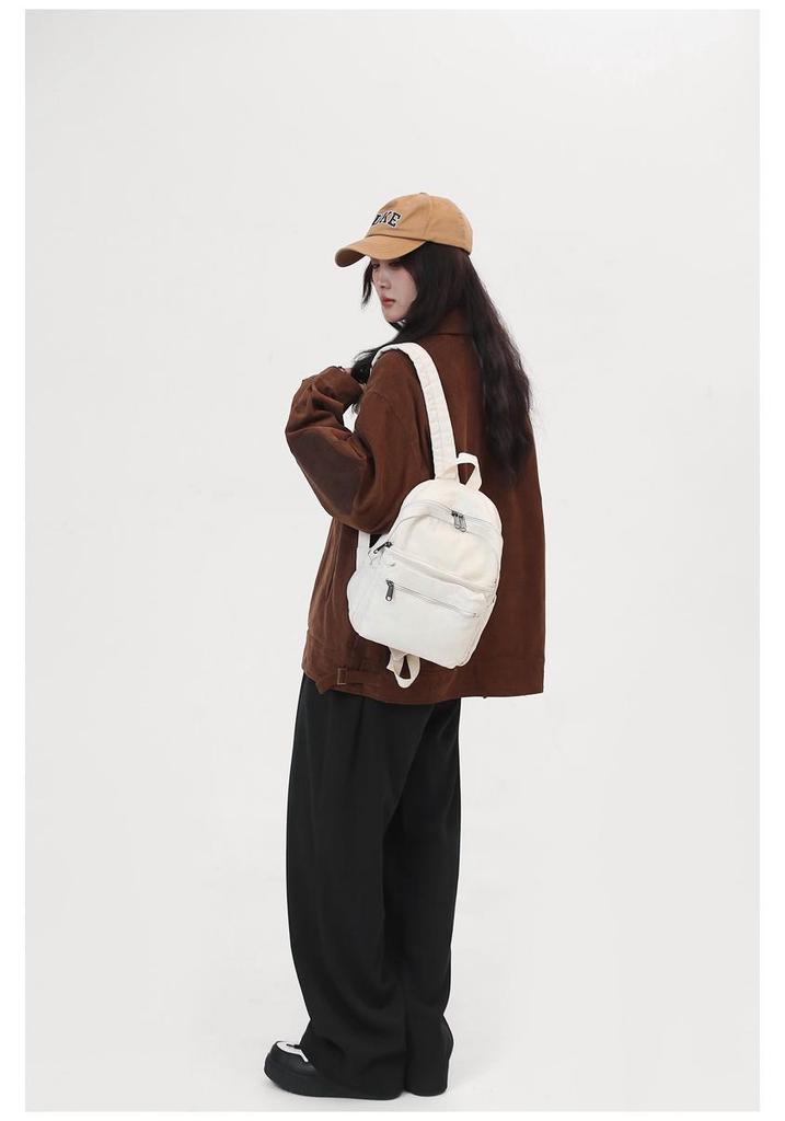 Damen Retro Gewaschene Canvas Handtasche Schultertasche - Lässiger Leichter Rucksack für Studenten