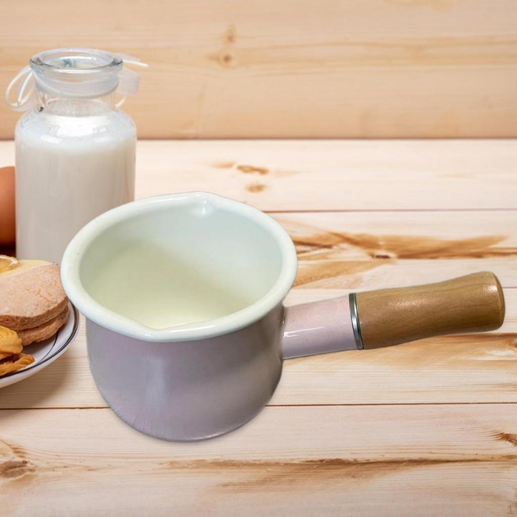 17oz Mini-Milchtopf, Kleiner Topf Suppentopf Mehrzweck-Kochgeschirr mit Holzgriff für Tee