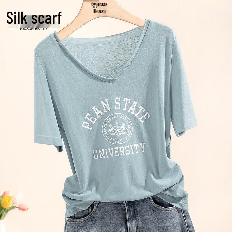 Women s V-Neck Printed Loose Fit T-Shirt M