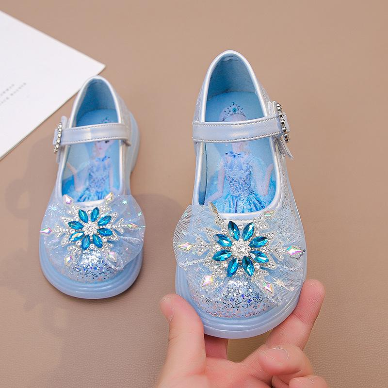 Girls' small leather shoes2026Spring and Autumn New Soft-Sole Rhinestone Princess Shoes for Little Girls, Soft-Soled Baby Shoes