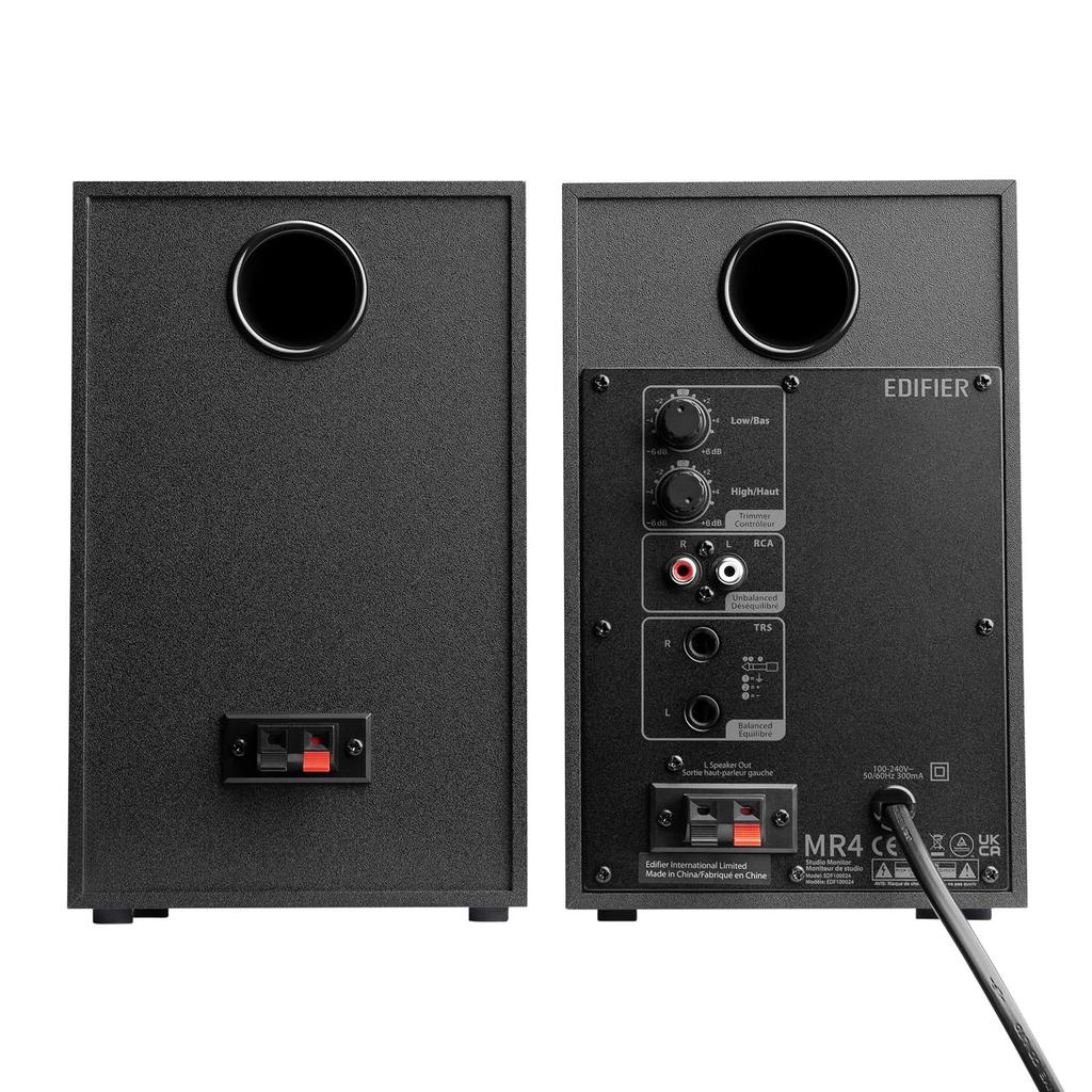 Edifier MR4 Monitor Speaker for Dual Mode Switching and TRS Max 42W 60Hz 20KHz Frequency Response 1 Inch Silk Dome Tweeter diaphragm black