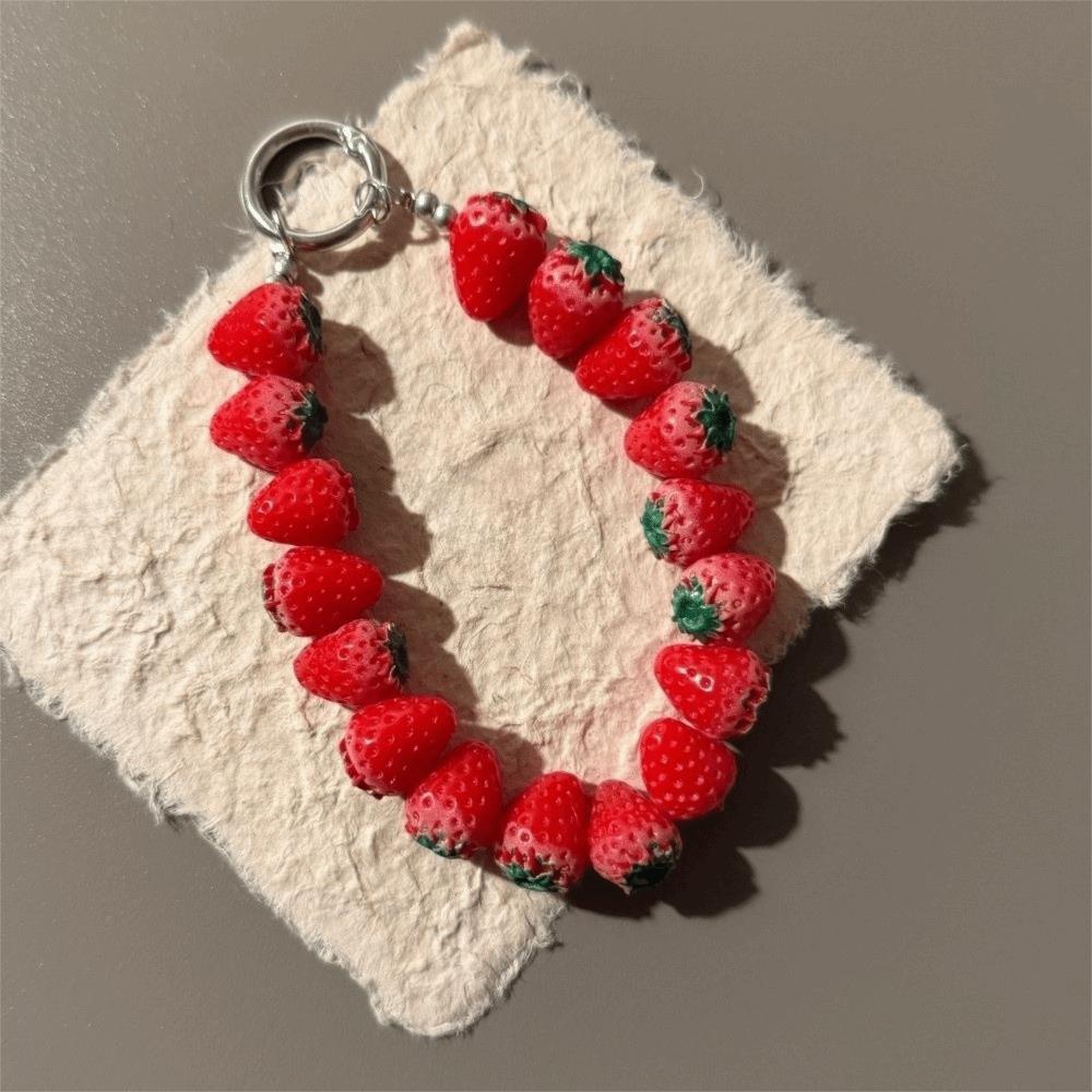 Blueberry Bag Charm Strawberry Mobile Phone Chain Fashion Fruit Beads Keychain Backpack Hanging