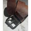 Used American Eagle Genuine Leather Belt Brown 4cm Width Gunmetal