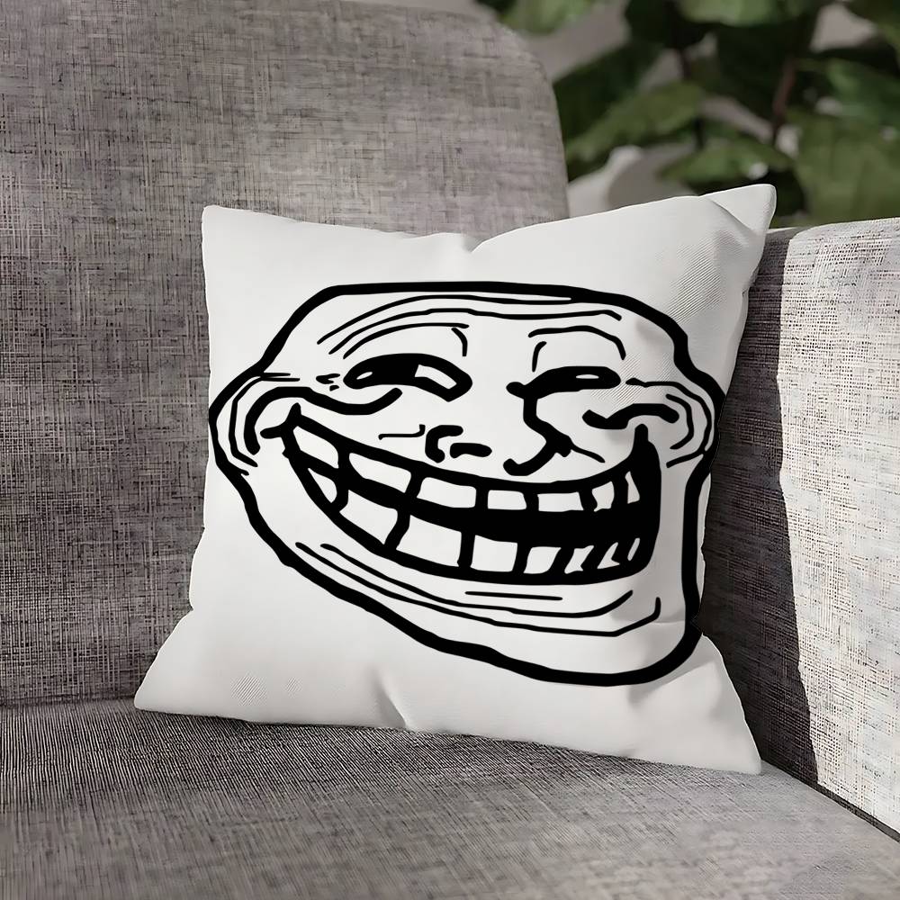 T-Trollface Throw Pillow Case For 45cm 40cm 55cm 50cm 30cm Square Car Pillowcase Shell