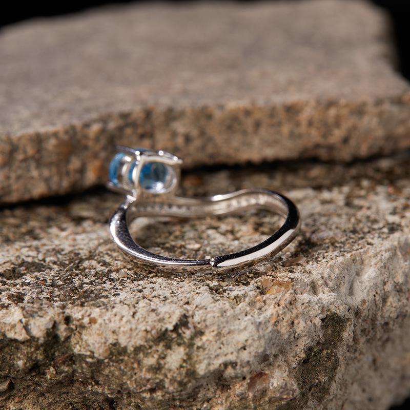 S925 Sterling Silver Natural Topaz Colored Treasure Ring Female Niche Special-Shaped Irregular Trend Design