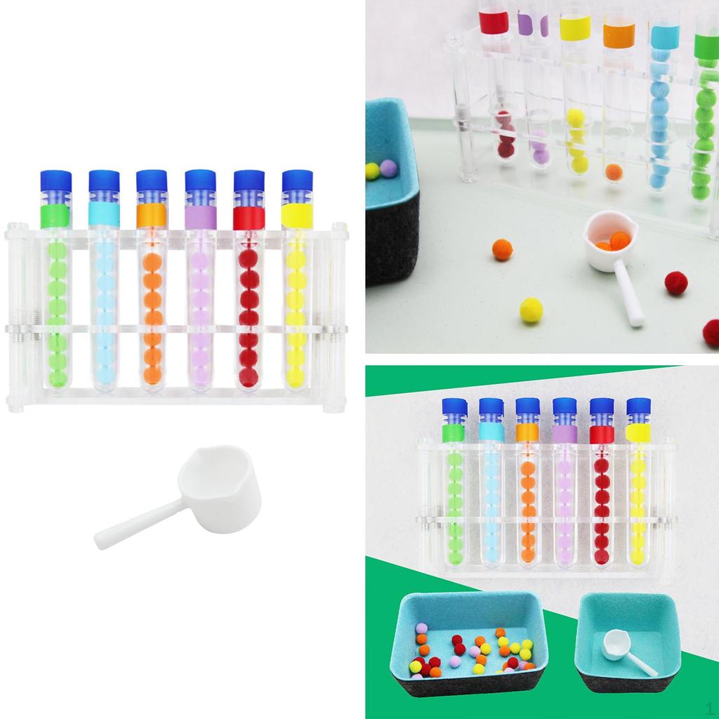 Color Matching Counting Toy Montessori Toys Test Tube with Stand for Age 3 4 5 6 7