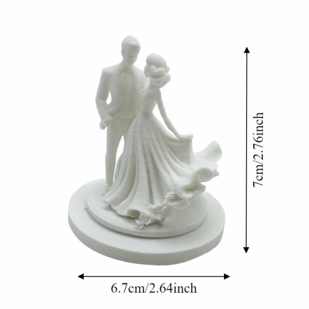 Statues de Gâteau Artisanat Sculpture Marié et Mariée Design Noir et Blanc Couple de Jeunes Mariés Statues Marié et Mariée