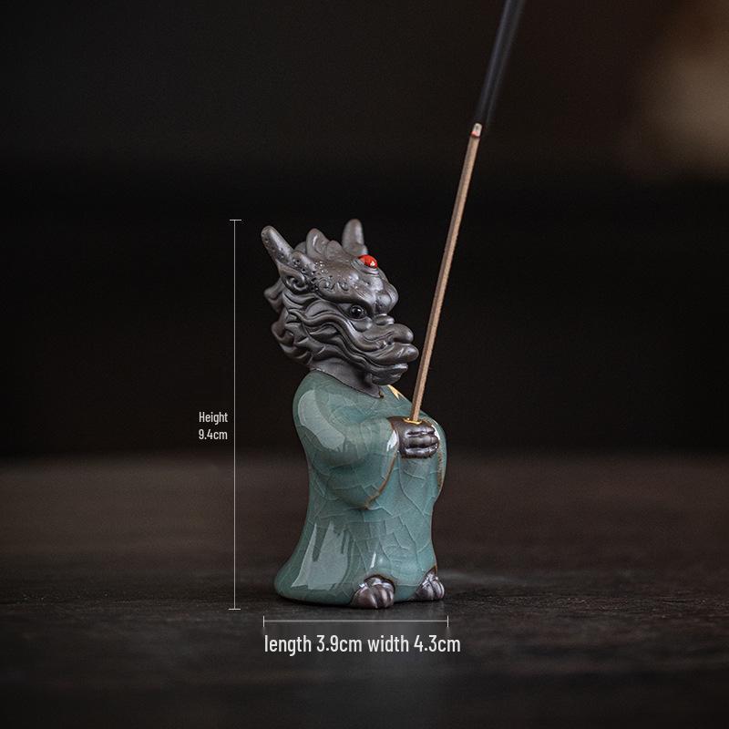 Zodiac Dragon Incense Burner - Ceramic Aromatherapy Holder for Zen Tea Ceremony Decor.
