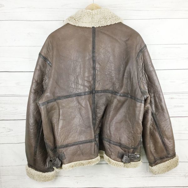 80s-90s U.S. Army B-3 Flight Jacket by Ramspear/Men's XL/Brown/Sheepskin/Bomber/Air Force(USED)