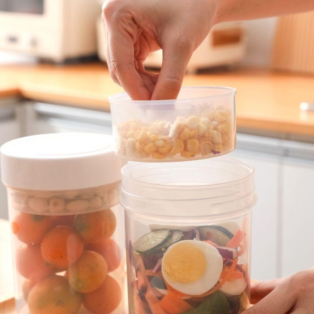 Plastic Double-Layer Salad Cup 750 Ml Oat Cup Multi-functional Breakfast Cup  Home Kitchen