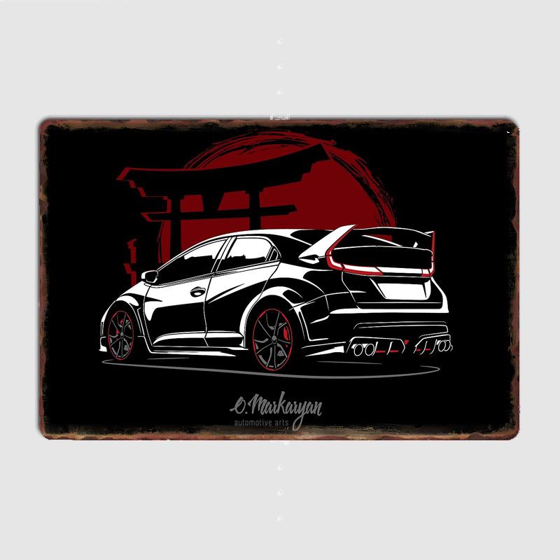 

2015 Civic Type R Classic Car Metal Sign Poster Garage Decoration Room Decor Automobile Club Tin Home Decor 20x30cm（7.8x11.8inch）