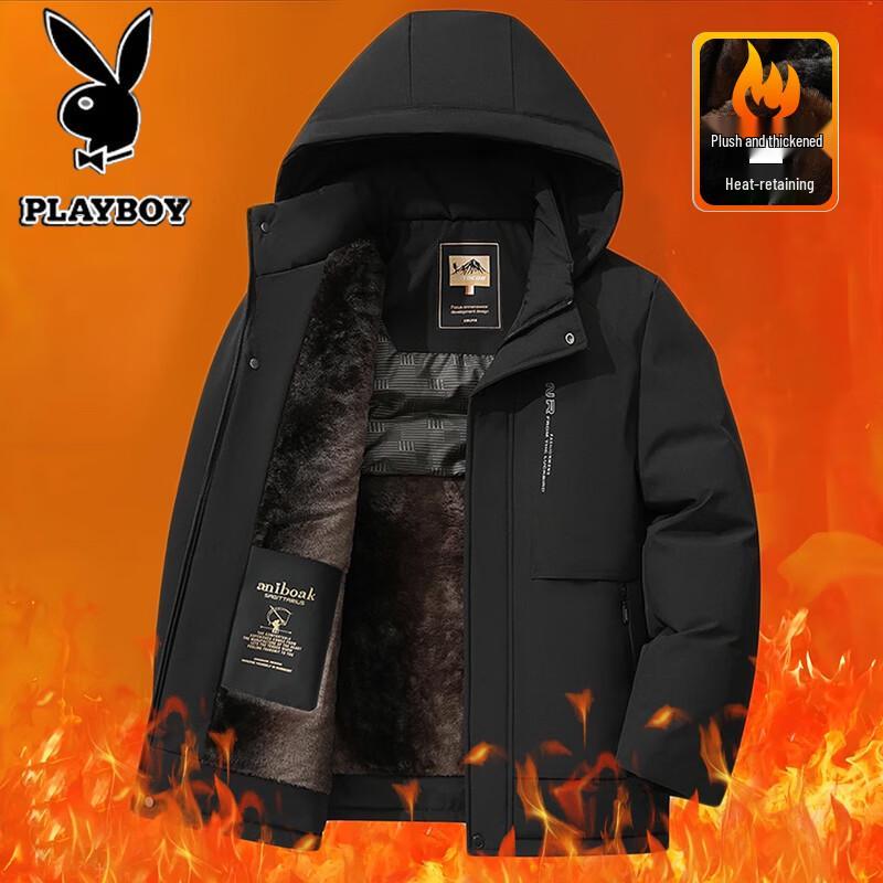 PLAYBOY Men's Outdoor Windproof Hooded Padded Jacket