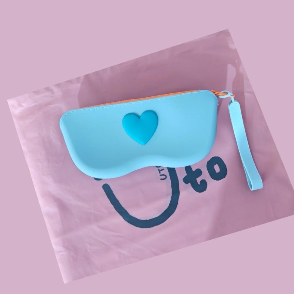 Love Heart Silicone Glasses Bag with Lanyard Dustproof Sunglasses Storage Bag Waterproof Multifunctional Glasses Box