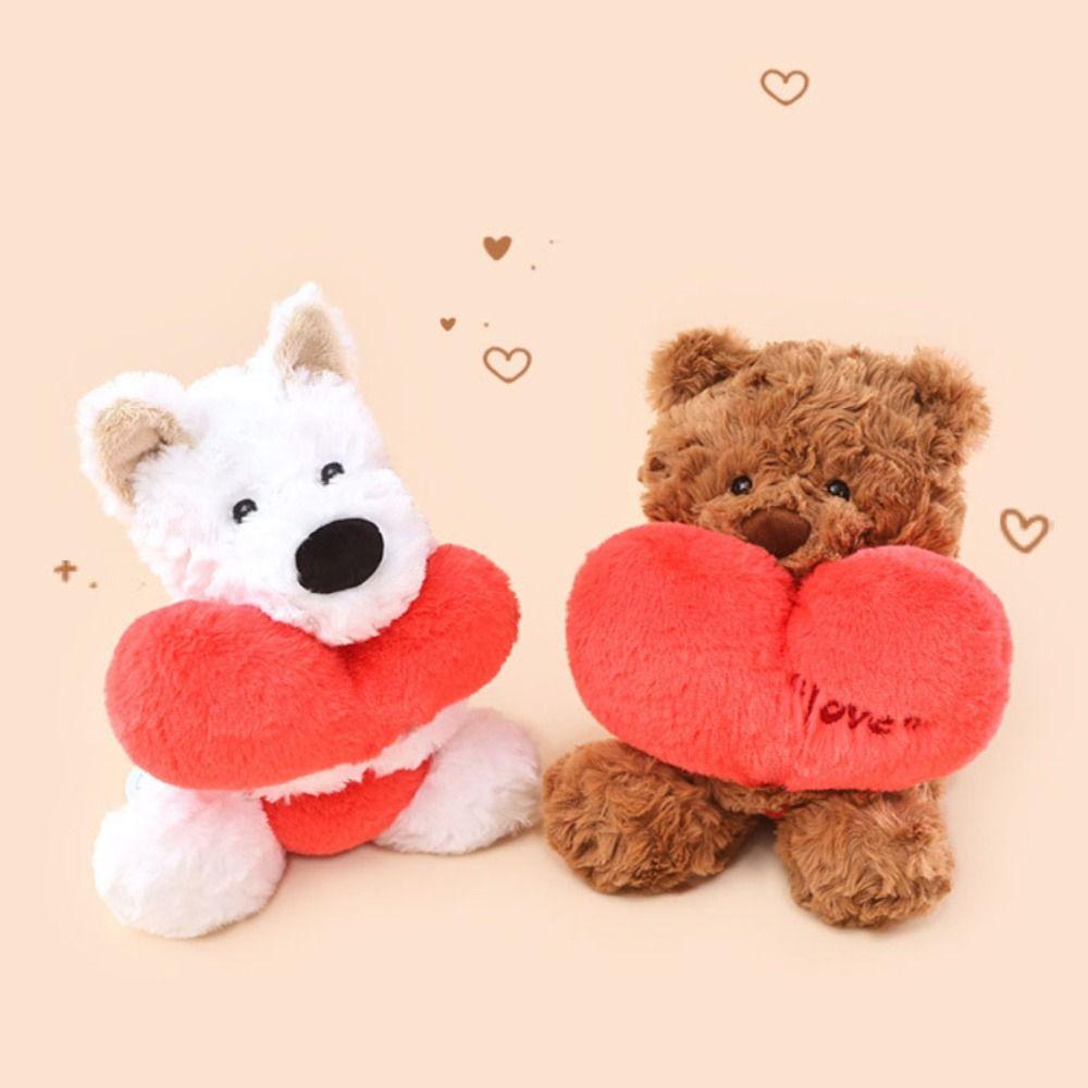 Interactive Heart Beart Stuffed Animal Doll Fluffy West Highland Dog Doll  Decoration Gifts