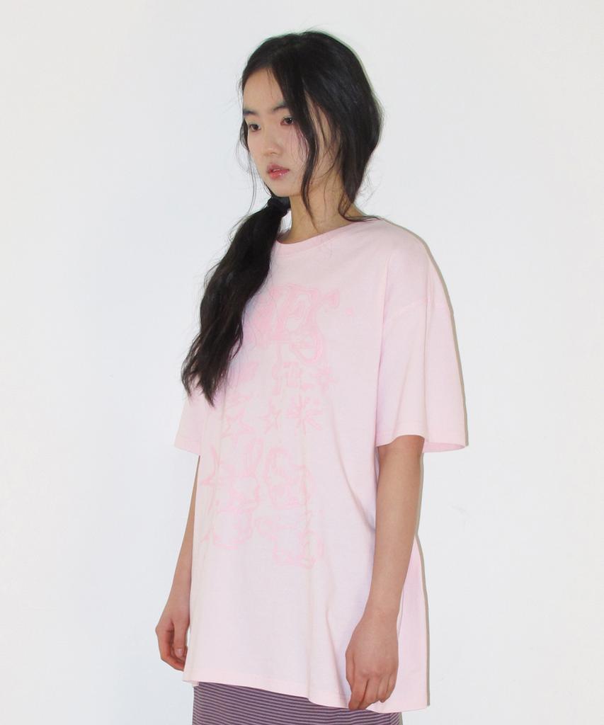 AMES-WORLDWIDE Rabbit Art Drawing Tee Pink