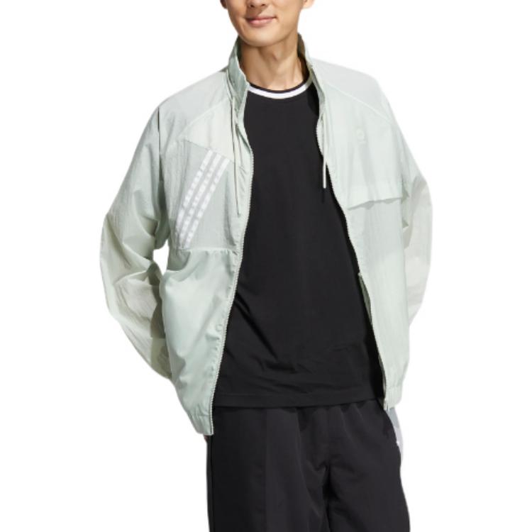 Adidas Neo Pure Color Striped Sports Jacket Unisex Jackets Teal HN4748