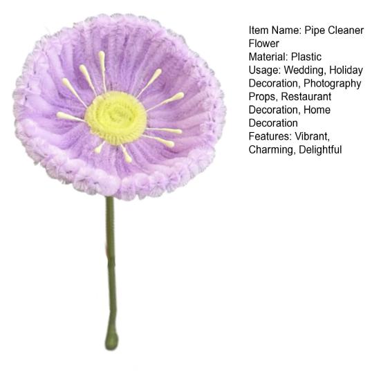 Finished Pipe Cleaner Flower Handmade Chenille Stem Fake Flower Craft Gifts for Women Mother Wife Valentine's Day Birthday Wedding Home Decor