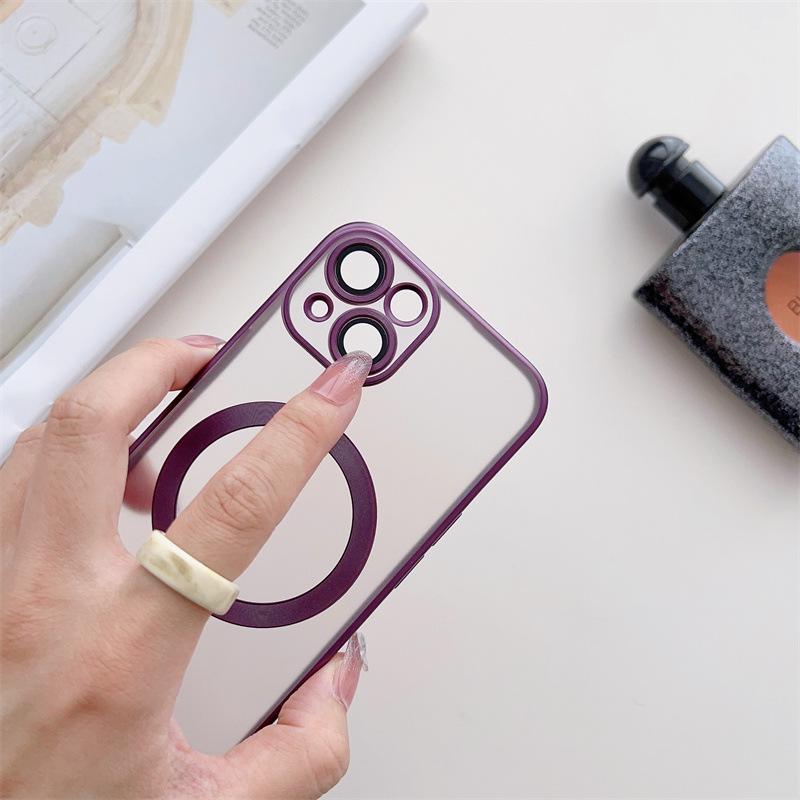 Electroplated Magnetic Transparent Phone Case for iPhone 17 with 12 Lens Film for 14 Pro
