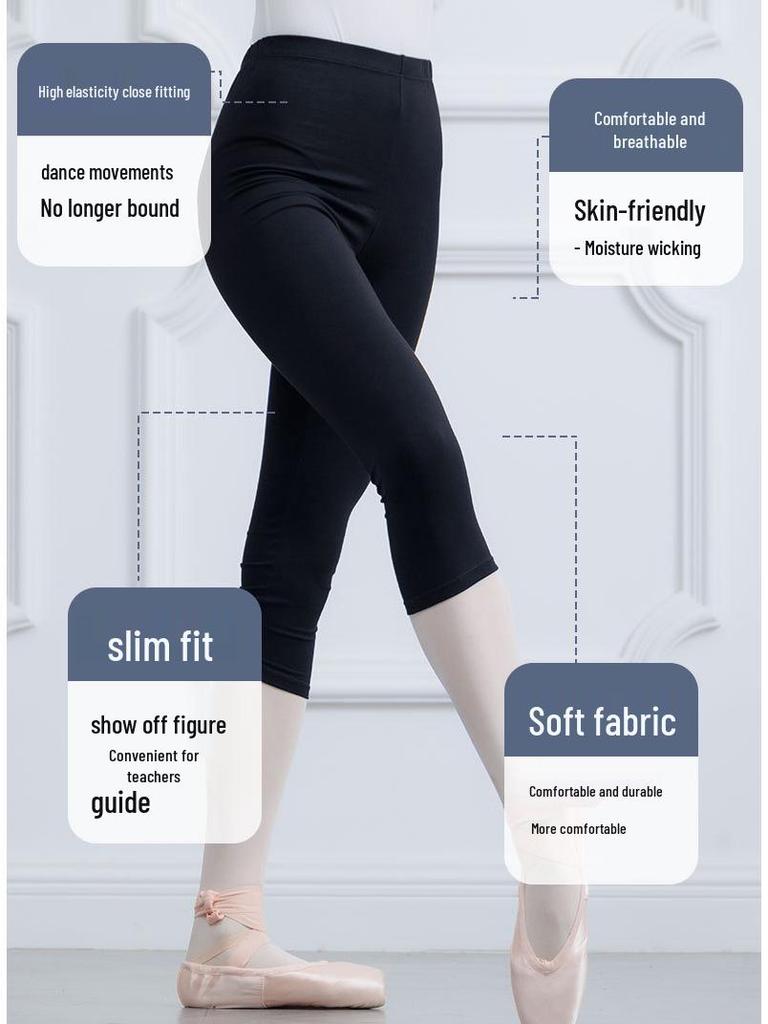 Ballett-Baumwoll-Übungsshorts für erwachsene Frauen - Schwarz, eng anliegend, körperformendes Design mit flachem Bein