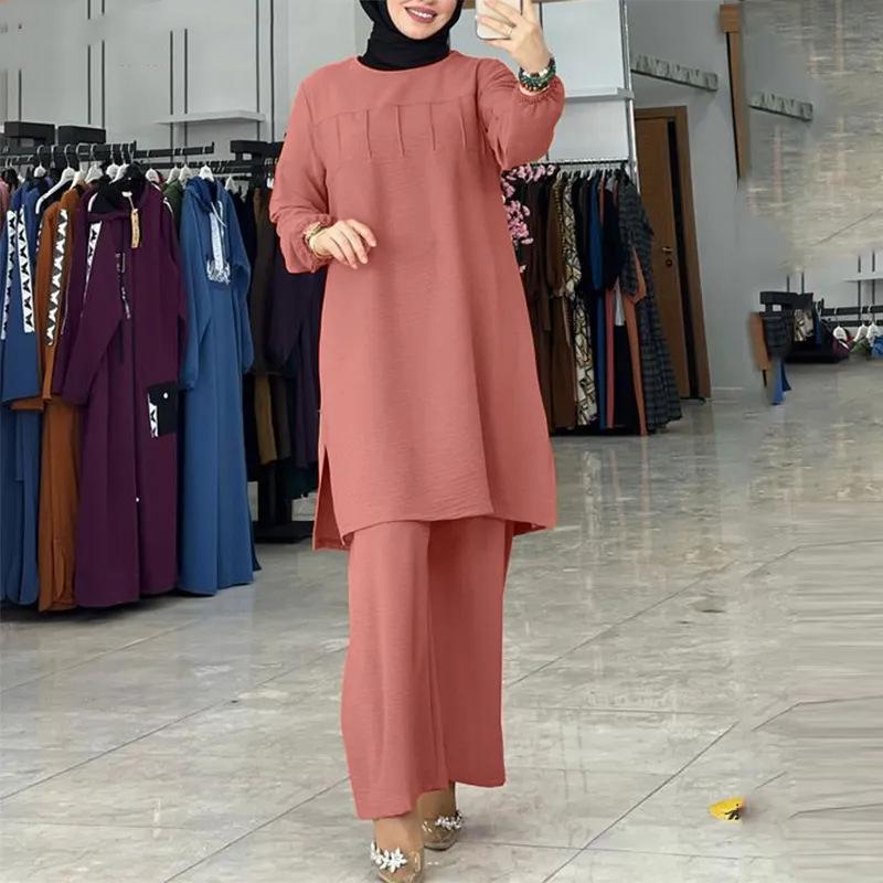 2024 Trendy Muslim Solid Color Outfit Set