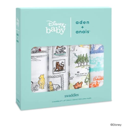aden + anais disney baby muslin swaddle 4 pieces winnie the pooh 120cm x 120cm