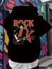 Rock Guitarist Graphic Hoodie - Casual Trendy Pullover with Star Design