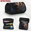 1pc Winged Tiger Design Double Layer Flip Pencil Case - Multi-Layer Flip Cover Design, Storage Bag, Zipper Closure, 2D Flat Printed, Suitable for Scho