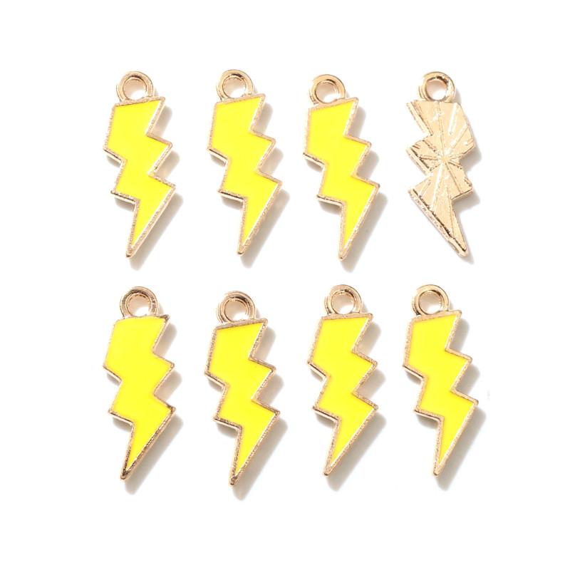 20Pcs 7*20mm Random Colors Mix New Alloy Metal Drop Oil Lightning Charms Nature Pendant For DIY Bracelet Necklace Jewelry Making