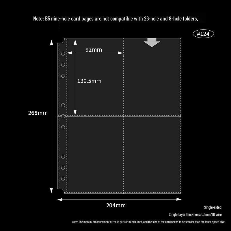 Pocket-Style Transparent PP Card Album Pages: A4/A5/A7/M5, Two To Nine Pockets, Loose-Leaf Storage Album.