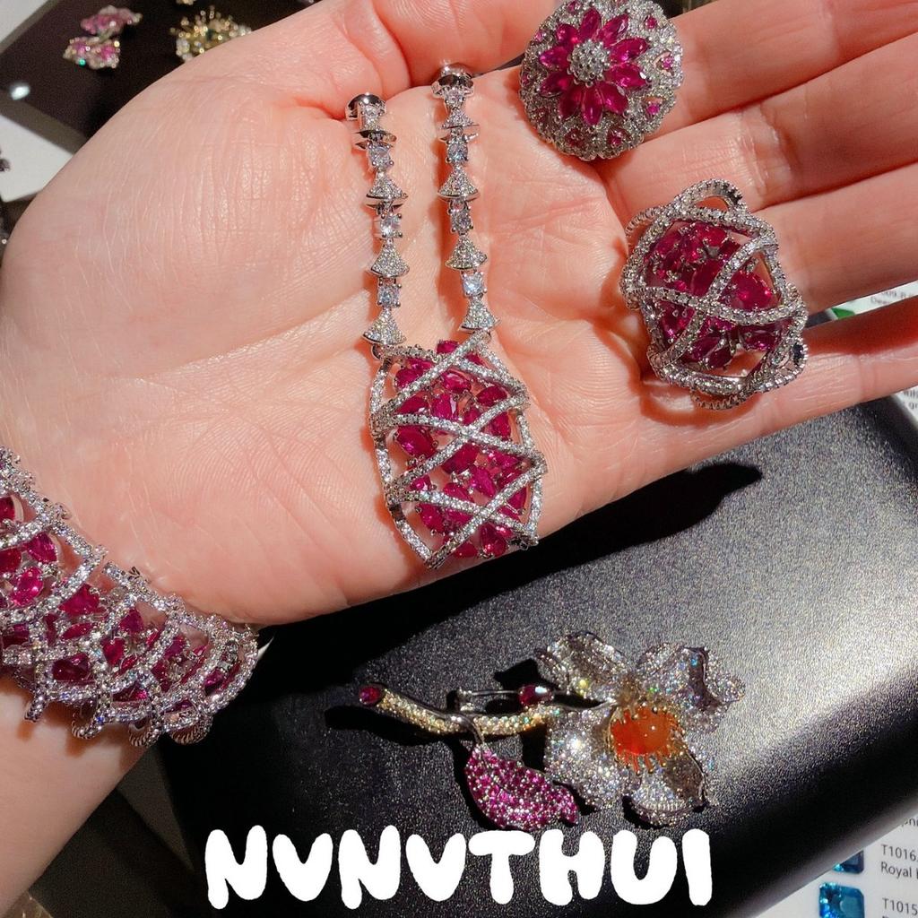 Jewelry, Rich Rouge Powder, Pomegranate Seed Honeycomb Necklace, Dinner Haute Couture, Lucky Seed Duoduo Flash Diamond Bracelet Set