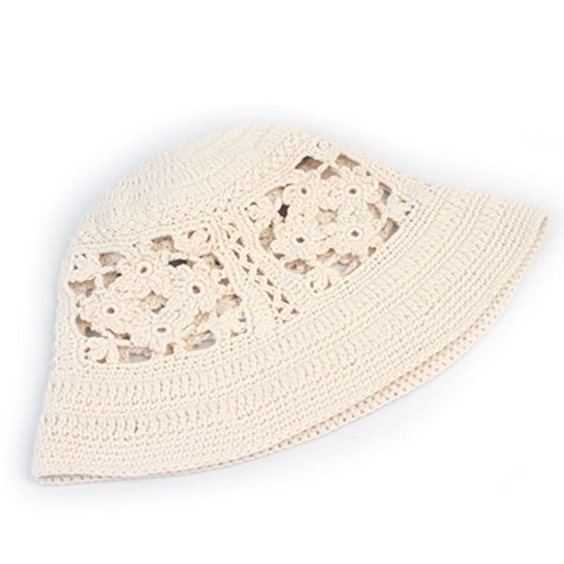 Universal Chemistry Knit Flower Ivory Bucket Hat