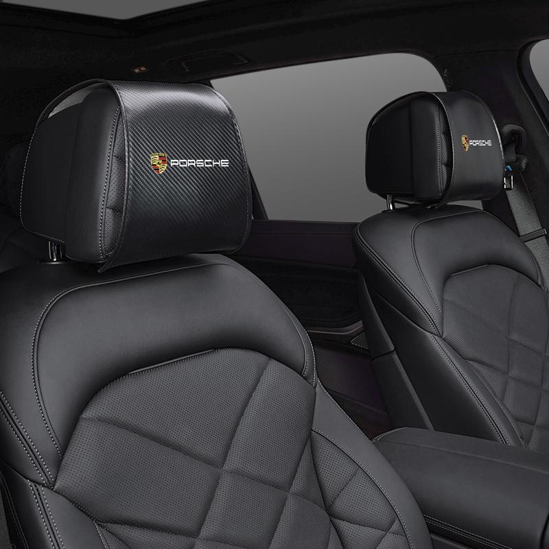 Car Seat Headrest Pillow Protector Cover Accessories For Porsche Cayenne Panamera Macan 911 718 Taycan Boxster Cayman 918 Pajun