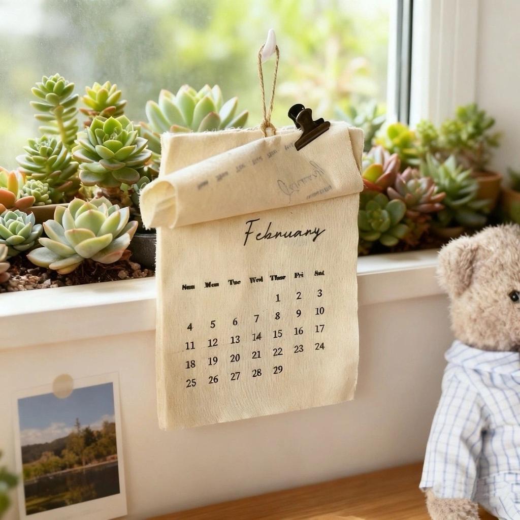 Ins Cotton Cloth 2026 Wall Calendar Korean Style Decorative English Calendar Office Home Decor for Popular Posing Prop