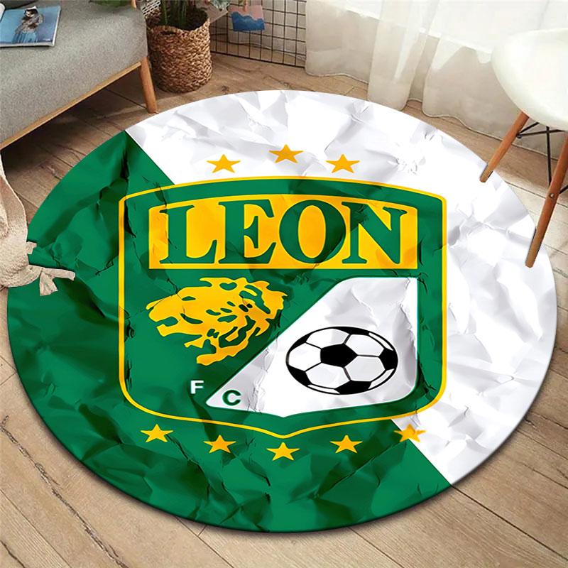 Club León Football Club Round Area Rug,Carpet Rug for Living Room Bedroom Sofa Playroom Decor,Non-slip Floor Mat