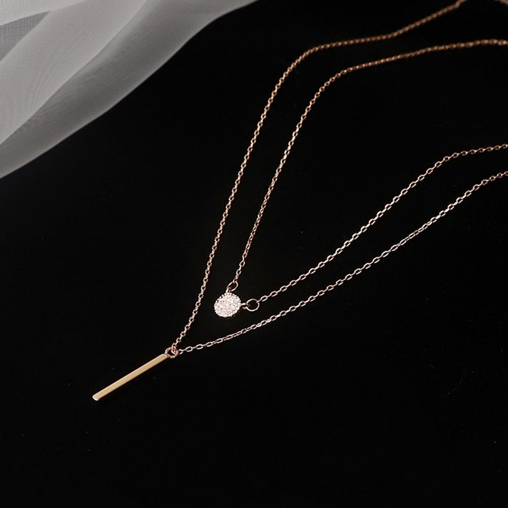 Korean Version of Cold Wind Double Layer Stacked Necklace Ins Design Sense Geometric Long Collarbone Chain Summer Internet Celebrity Sweater Chain