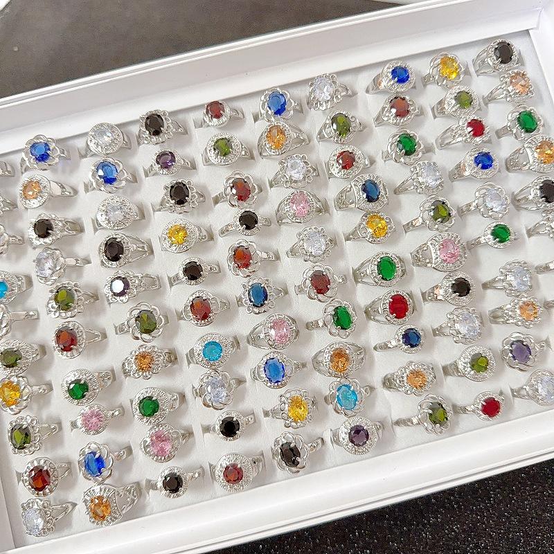 

Colorful crystal glass ring women s alloy finger ring vintage hollowed out ring