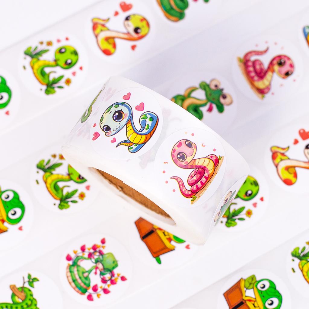 5500 Sheets/roll Cartoon Snake Cute Style Laptop Car Stickers Hand Curtain Decoration Sealing Stickers