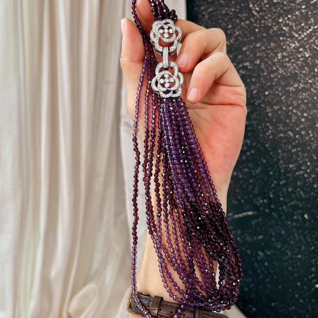 Italienischer Oma-Stil Zehn Schichten Lässige Romantische Retro-Halskette Damen Halskette Nische Künstlicher Amethyst Hals