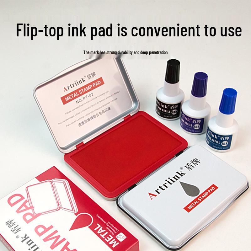 Tampon encreur rapide Shield Rouge pour empreintes digitales et manuelles, Fourniture de bureau portable.