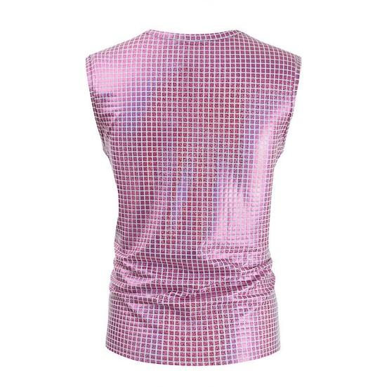 Men Club Vest O Neck Smooth Glossy Surface Check Sleeveless Slim Fit Soft Mid