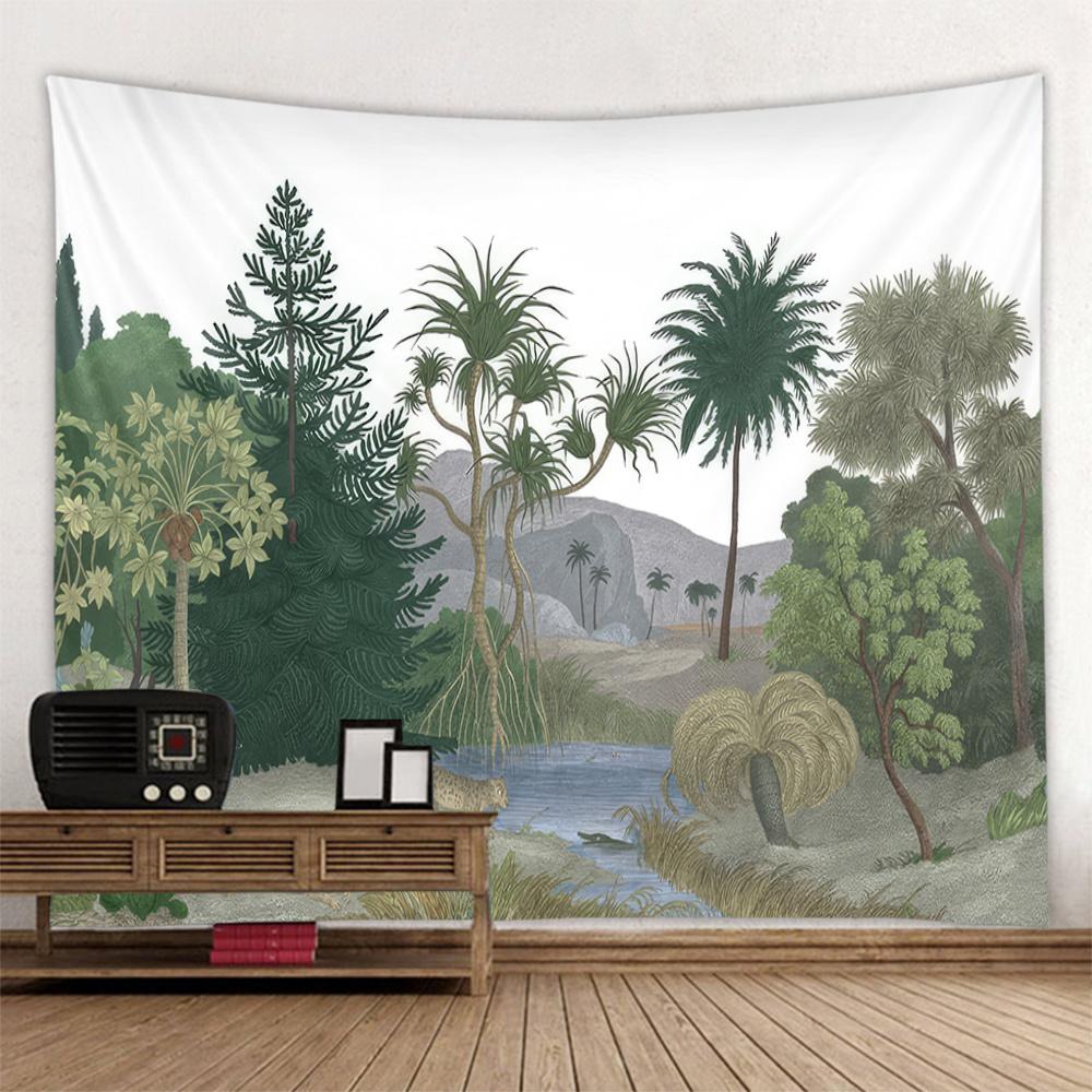 Tropical Rainforest Tapestry European Style Jungle Wall Hanging Living Room Tapestry Home Wall Decoration Bed Sheets Picnic Mats