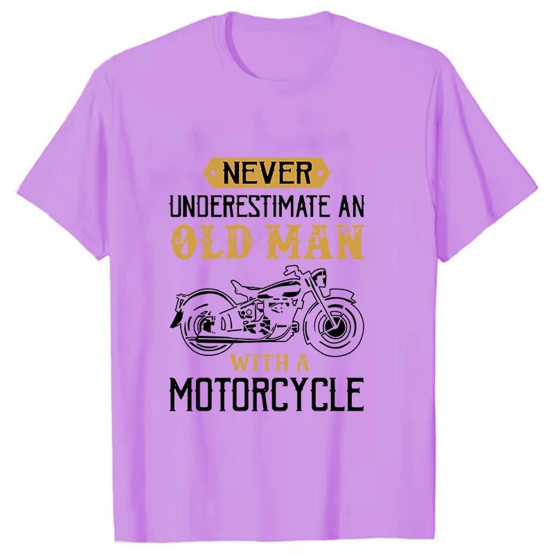 Hot Never Underestimate an Old Man with a Motorcycle Printing T-shirt Men Fashion Short Sleeve Casual Personality Summer Shirts